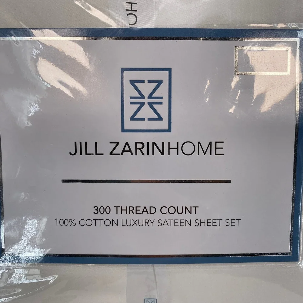 Jill Zarin Home Sateen Sheet Set Full Ivory 300TC 100% Cotton Minimalist Crisp